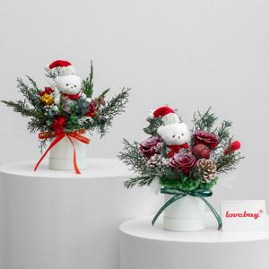 Lovebay Décoration de Noël pour la maison : Fleurs éternelles préservées en boîte ronde, Fleurs séchées en gros pour cadeaux - Product Image 1