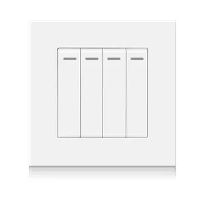 Switch 86 Series PC Panel 4 Gang 2 Way Wall Power Switch Fluorescence Indicator NFC Network Max. Current 16A Max. Voltage 250V