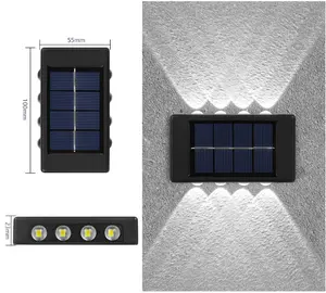 Lampu Dinding tenaga surya LED, lampu dinding eksterior ke atas dan bawah, lampu LED pintu tangga tahan air