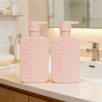 Flacon pompe de luxe carré en HDPE 350 ml pour savon liquide, shampoing, après-shampoing, lotion cosmétique, gel douche