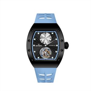 Montre à remontage manuel Seagull Tourbillon Skeleton ST8006, mouvement de montre, indicateur d'heure lumineux, bracelet en silicone avec petit cadran - Product Image 1