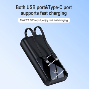 แบตสำรองความจุสูง 20000 มิลลิแอมป์ชั่วโมง ชาร์จเร็วแบบ Type C สายในตัว 3C พกพาสะดวก พร้อมหน้าจอแสดงผลดิจิตอล - Product Image 3