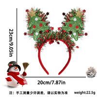 Nouveau serre-tête à sequins pour sapin de Noël, pinces à cheveux de Noël pour adultes et enfants, serre-tête de costume de fête, vente directe d'usine