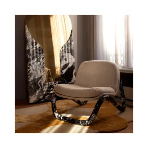 SHIHUI Natural Stone Black Marble Chair Sofa Stool Leg Living Room Furniture Leisure Single Sofa Chair Lounge Chair And Ottoman