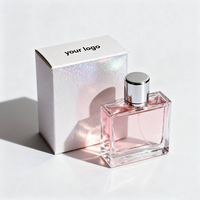Boîte cadeau en papier pliable carrée avec impression de logo personnalisée, effet holographique luxueux, pour flacon de parfum