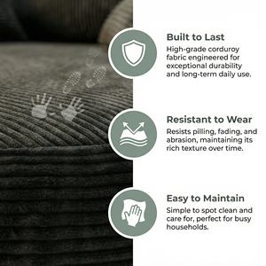 Sofá Cama Circular Individual de Espuma al Vacío, Diseño Moderno y Contemporáneo, Ecológico, de Corduroy, para <span class=keywords><strong>el</strong></span> Hogar, Apartamento o Cine, Relajante - Product Image 4