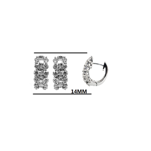 Prix de gros, boucles d'oreilles créoles élégantes et tendance en or blanc massif plaqué 18 carats avec diamants naturels baguette pour femmes, cadeau de mariage - Product Image 2