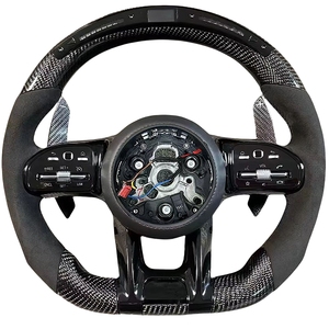 Volant en fibre de carbone LED modifié pour Benzs Slc-class Slc200 Slc260 Slc300 AMG GT avec volant en cuir Alcnatara - Product Image 6