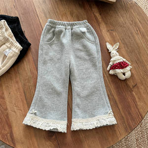 Tongxingyuan Girls Flare Pants Solid Color Cotton Knitted Autumn Wear Childrens Casual Long Pants - Product Image 4
