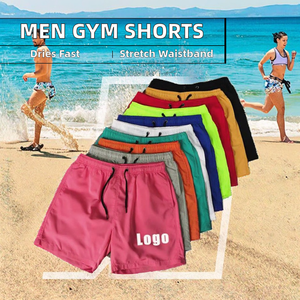 Pantalones Cortos Deportivos Rojos para Hombre, Cintura Media, con Logotipo en la Parte Delantera, Elásticos, de Secado Rápido, Transpirables, de Punto, para Gimnasio, Running y Fitness - Product Image 2