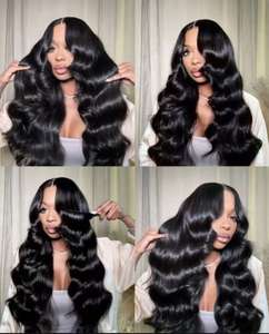 Peluca de Cabello Indio Negro Natural con Densidad del 250%, Gorro Pequeño, Ondulado Suelto, para Mujer, Peluca sin Pegamento, Ondulado Profundo y Largo - Product Image 4