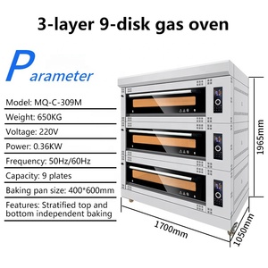 <span class=keywords><strong>Horno</strong></span> Industrial de Doble <span class=keywords><strong>Fuente</strong></span> de Calor, 3 Niveles, 9 Bandejas, Termostato Independiente para Hornear Pan, Pizza y Pasteles - Product Image 3