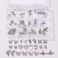 Breloques 3D en alliage papillon pour ongles, incrustées de cristaux de zircon brillants, bijoux de luxe en strass pour ongles, ornements de manucure DIY pour salon, art des ongles