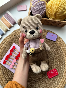Orsacchiotto fatto a mano all'uncinetto peluche <span class=keywords><strong>Amigurumi</strong></span> giocattolo di peluche personalizzato animale di pezza simpatico giocattolo fatto a mano all'ingrosso - Product Image 5