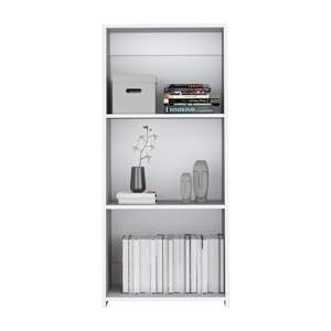 Bibliothèque DB de 47 pouces de design industriel avec 3 étagères, meubles de salon en MDF blanc pour la maison, le bureau, la chambre et l'école. - Product Image 2