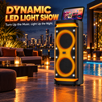 Machine de karaoké pour adultes avec affichage des paroles, écran 13,3 pouces, 100W, 2+2 canaux, microphone sans fil, éclairage LED RGB, compatible ordinateur/téléphone portable