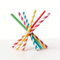 Pailles à boire en papier biodégradables en gros, imprimées, rayées, colorées, jetables pour jus