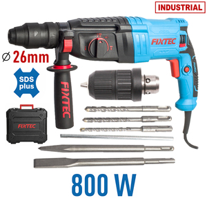 <span class=keywords><strong>Perceuse</strong></span> à percussion rotative FIXTEC 26 mm 800 W avec <span class=keywords><strong>mandrin</strong></span> SDS Plus à changement rapide 3J Professionnelle 2-en-1 - Product Image 1