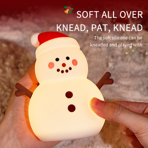 Veilleuse LED Bonhomme de Neige de Noël en Gros, Rechargeable par USB, en Silicone Souple, Lampe Tactile <span class=keywords><strong>D</strong></span>écorative pour Chambre <span class=keywords><strong>d</strong></span>'Enfants - Product Image 4