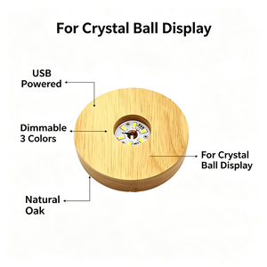 Base <span class=keywords><strong>de</strong></span> lampe <span class=keywords><strong>de</strong></span> nuit LED USB <span class=keywords><strong>en</strong></span> <span class=keywords><strong>bois</strong></span> <span class=keywords><strong>de</strong></span> chêne naturel rond <span class=keywords><strong>de</strong></span> 6 <span class=keywords><strong>cm</strong></span> avec interrupteur, intensité réglable, 3 couleurs, blanc chaud, pour boule <span class=keywords><strong>de</strong></span> cristal - Product Image 5