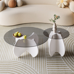 Venta Directa de Fábrica, Mesas de Centro Modernas <span class=keywords><strong>y</strong></span> Sencillas, para Salas de Estar, Patios, Exteriores, Vidrio Templado, Negro <span class=keywords><strong>y</strong></span> Blanco - Product Image 5