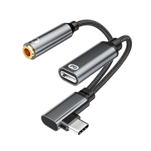 2 in 1 Type-C to 3.5mm Aux Audio Line USB C Adapter PD Fast Charging 60W Type C Gaming Data Cable