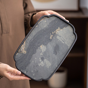 Rock Panel Dry Brewing Tray 30x20cm Heat Insulation <b>Tea</b> Serving Dish Household <b>Tea</b> <b>Set</b> Accessory - Product Image 1