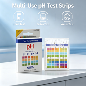 แผ่นทดสอบค่า pH 0-14 <span class=keywords><strong>แบบ</strong></span>ยูนิเวอร์แซล บรรจุขวดและกล่อง กระดาษวัดค่า pH สำหรับน้ำ ปัสสาวะ และสระว่ายน้ำ - Product Image 2