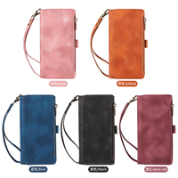 Dompet Kulit PU untuk iPhone 16 Pro, 9 Slot Kartu + Kantong Koin Ber-resleting, Penyangga, Pemblokir RFID, 360 °   Perlindungan