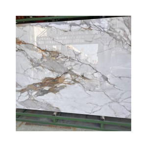 Dalle de <span class=keywords><strong>pierre</strong></span> nano or Calacatta polie pour la décoration de sol et de mur de la maison <span class=keywords><strong>pierre</strong></span> artificielle Nano verre marbre <span class=keywords><strong>pierre</strong></span> blanche - Product Image 1