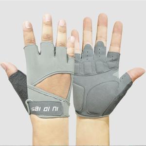 Guantes Sai Oi Ni de Medio Dedo, Grises, de Cuero Sintético, para Ciclismo y Fitness, Unisex, Resistentes a Impactos y Abrasión - Product Image 1