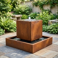 Fontaines d'eau de jardin sur mesure en acier corten, table d'eau ronde extérieure et fontaine avec dimensions personnalisables