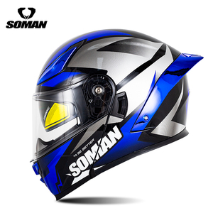 Nouveau casque de <span class=keywords><strong>moto</strong></span> modulaire SOMAN F2 homologué DOT avec spoiler arrière large et éclairage, idéal pour la conduite urbaine - Product Image 3