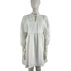 महिलाओं के लिए सस्ती कीमत वाली मिनी लंबी महीन लिनन पोशाक प्यारी शिफ्ट ट्यूनिक पोशाक