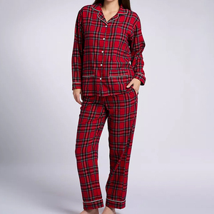 Ensemble <span class=keywords><strong>pyjama</strong></span> en <span class=keywords><strong>flanelle</strong></span> à manches longues, chemise de nuit boutonnée et <span class=keywords><strong>pantalon</strong></span> rayé, <span class=keywords><strong>pyjama</strong></span> deux pièces pour <span class=keywords><strong>femme</strong></span>, ensemble de vêtements de détente personnalisés pour <span class=keywords><strong>femme</strong></span> - Product Image 1