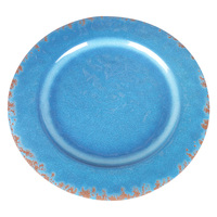 Assiettes à dîner en mélamine bleues, style rustique avec bord large, vaisselle écologique pour hôtel, utilisation en extérieur