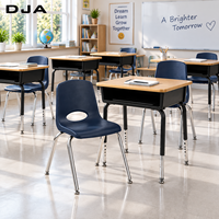 Bureau d'étudiant contemporain intelligent pour salle de classe, avec pieds chromés, tiroir métallique, garantie 15 ans, écologique, réglable en hauteur
