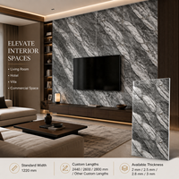 Panneau mural en PVC brillant MORLENX gris anthracite veiné blanc, effet marbre UV, pour projets d'aménagement de bureaux de direction