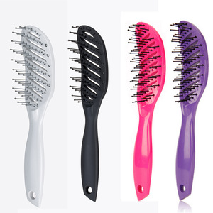 <b>Small</b> Curved Wide Tooth Comb Plastic Hair Styling <b>Tool</b> For Home Use Black White Pink Purple - Product Image 1