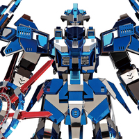 Kit de Modélisme 3D en Métal Piececool - Guerrier Mecha Sci-Fi - Robot Bleu Futuriste à Assembler Soi-même - Jouet de Collection pour Passionnés