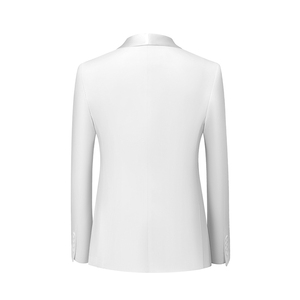 Completo da <span class=keywords><strong>Sposo</strong></span> Bianco di Alta Qualità, Set 3 Pezzi: Blazer Monopetto con Risvolto a Scialle, <span class=keywords><strong>Gilet</strong></span> e Pantaloni per Matrimonio - Product Image 4