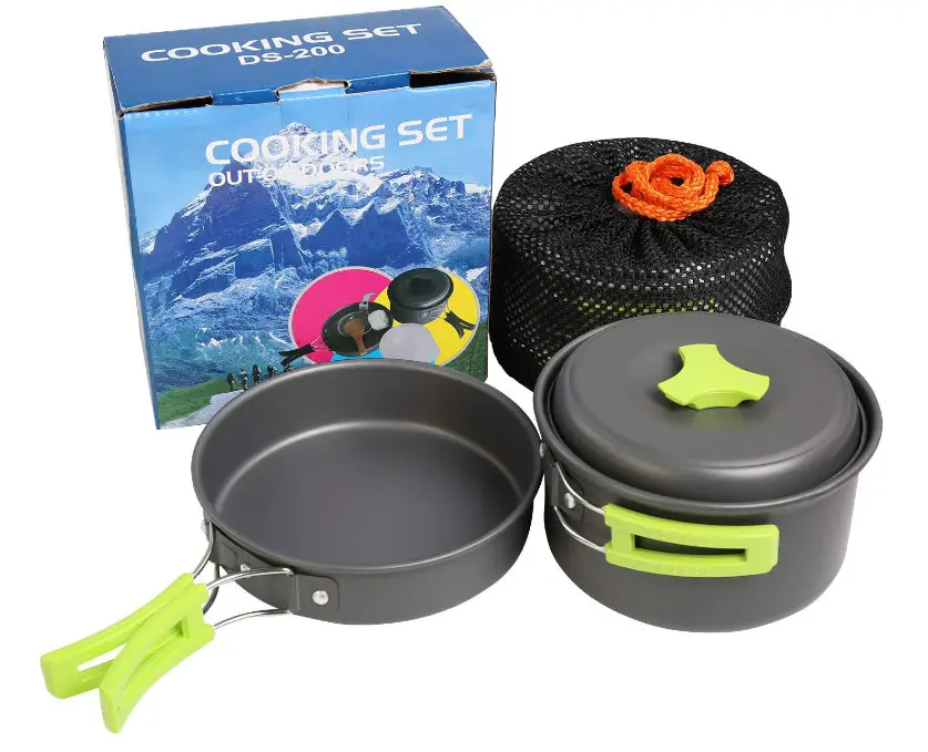 Camping Kitchen Supplies Folding Kitchen Utensil Set Camping Pot Portable Camping Cookware Mess kit for Picnic