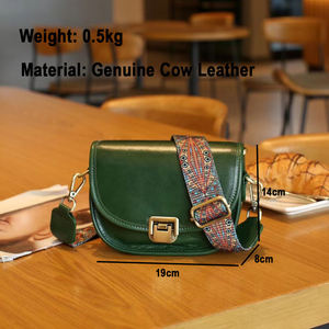 Sac bandoulière en cuir Andong pour femme, sac messager en cuir de vache véritable, style tendance, petit sac carré 6012 - Product Image 4