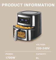 Four à air intelligent multifonctionnel 1700W pour la maison, avec revêtement antiadhésif, grande capacité 5,5L et fenêtre de visualisation