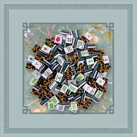 Jeu de Mahjong américain gravé à 4 couches avec tapis, en acrylique léopard de luxe de 1,26 pouces, édition Sage Grace Feuille d'Or