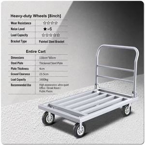 Carretilla de mano <span class=keywords><strong>plegable</strong></span> de acero de alta resistencia con plataforma plana y <span class=keywords><strong>ruedas</strong></span> de 8 pulgadas resistentes al desgaste, capacidad de 1700 kg - Product Image 3