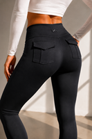 Leggings de yoga taille haute à cordon de serrage, effet push-up, avec poches, pour entraînement, course et sport, avec bordure réfléchissante, OEM