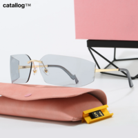 Nouvelles lunettes de soleil rétro incurvées sans monture avec verres dégradés, protection UV400, MU 54, personnalisables pour femmes