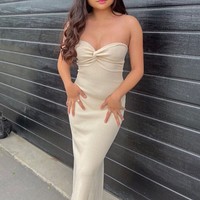 Nouveautés mode robes tricotées femmes sexy sans bretelles