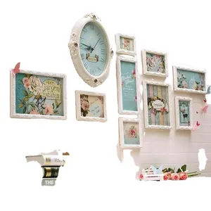 Avrupa romantik fotoğraf ahşap çatkı duvar dekor oturma odası resim çerçeveleri Set aile fotoğraf ekran oyma resim çerçevesi Set dört tarzı